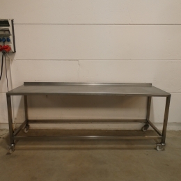 Mobile stainless steel table - 230x73 cm
